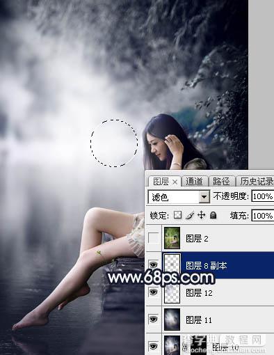 Photoshop为水景人物图片调制出梦幻的暗蓝色色调47