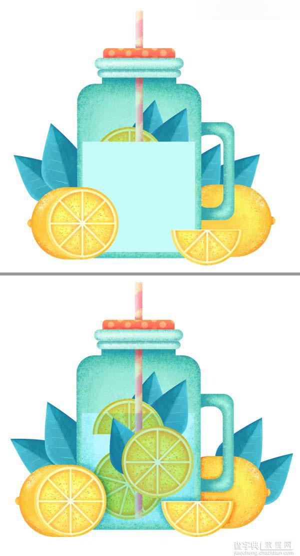 Photoshop合成创意扁平化风格的柠檬杯插画36