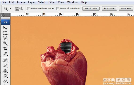 photoshop合成抽象的绿色心脏海报9