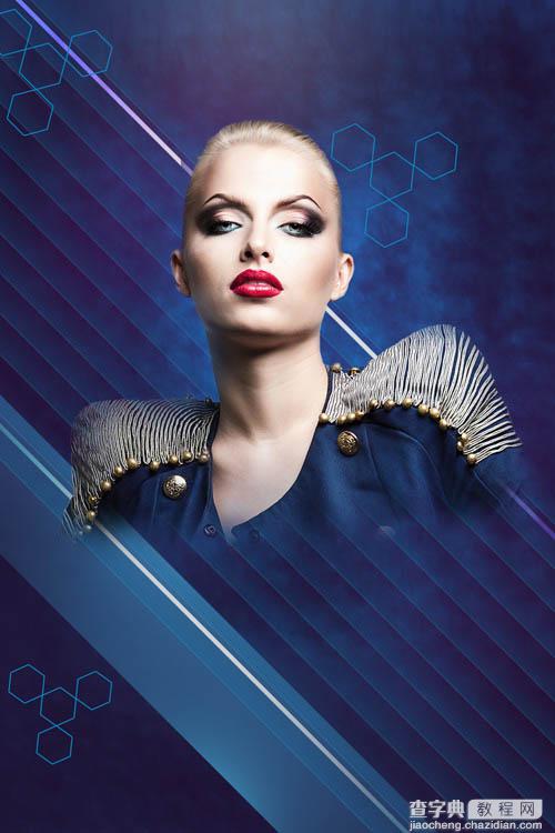 Photoshop设计打造绚丽的蓝色潮装人物海报49