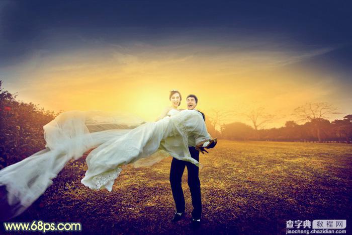 Photoshop调出大气的晨曦暖色外景婚片2