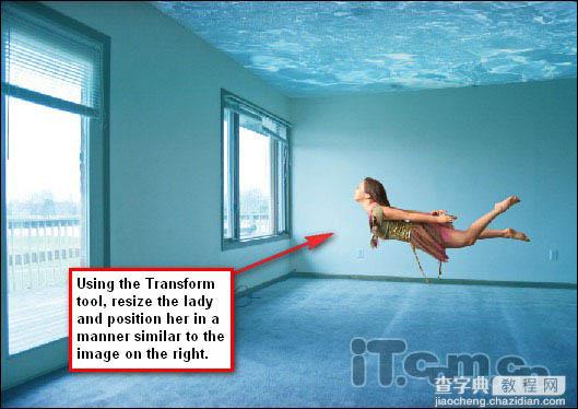 photoshop 将室内变成泳池并创意合成游泳的美女22