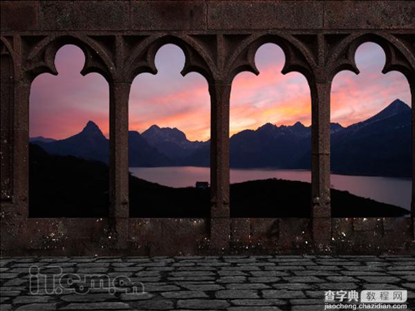 Photoshop下合成城堡外的日落景色10