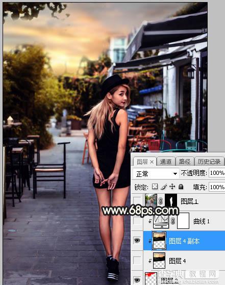 Photoshop调制出明亮的暖色霞光餐厅外的人物图片19