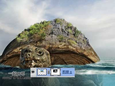 photoshop合成制作海龟岛­自然场景23