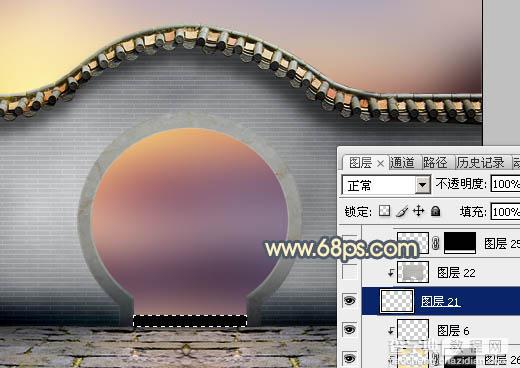 Photoshop合成唯美的江南古典园林拱门美景教程26