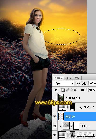 Photoshop调制出暗调霞光色水池边人物图片36