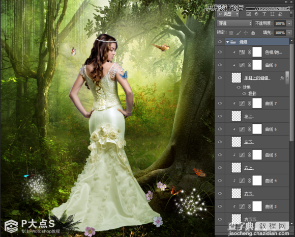 Photoshop合成森林中的唯美CG美女插画18