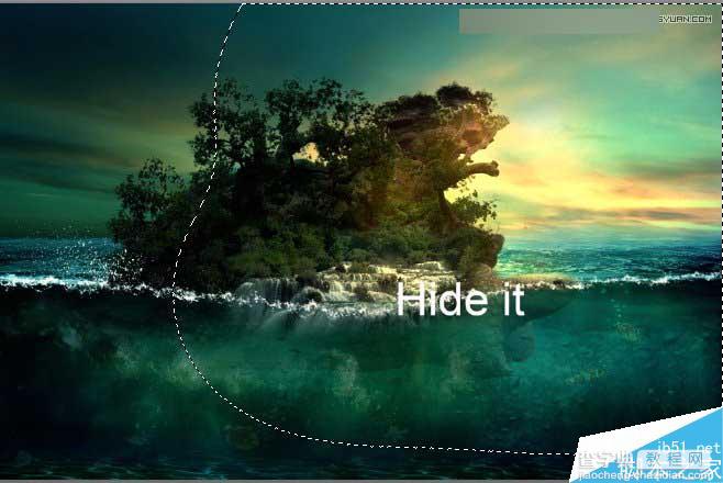 Photoshop合成海洋巨龟驮着岛在水上漂浮的效果图108