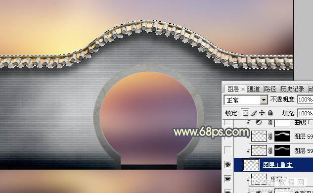 Photoshop合成唯美的江南古典园林拱门美景教程20