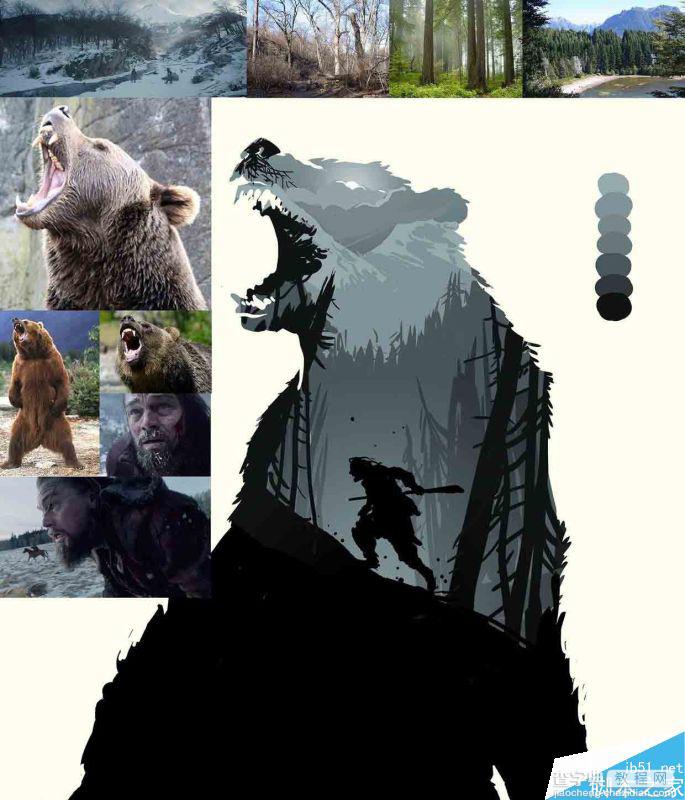 PS合成创意的荒野猎人双重曝光电影海报3