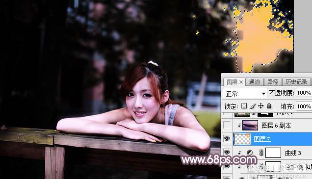 Photoshop调制出唯美的淡红色逆光护栏边的人物图片15