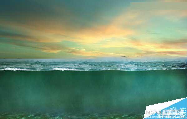 Photoshop合成海洋巨龟驮着岛在水上漂浮的效果图19
