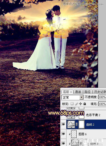 Photoshop调出梦幻紫色效果的外景婚纱照教程21