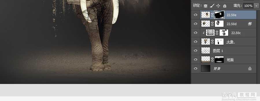 PS合成创意超酷正在沙化的大象15