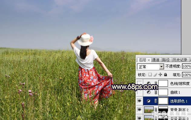 Photoshop调出暗调晨曦红褐色草原人物图片7