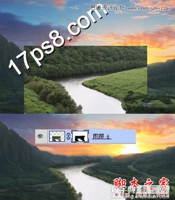 Photoshop合成早晨山谷中矗立在河边的风车美丽场景6