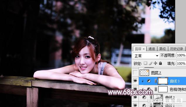 Photoshop调制出唯美的淡红色逆光护栏边的人物图片14