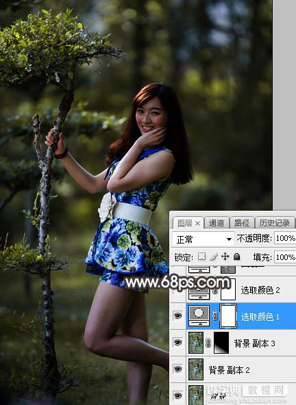 Photoshop将树林人物图片打造梦幻的红褐色5