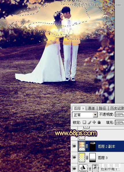 Photoshop调出梦幻紫色效果的外景婚纱照教程18