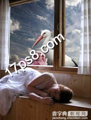 photoshop合成制作出美女梦见白鹤送子的场景10