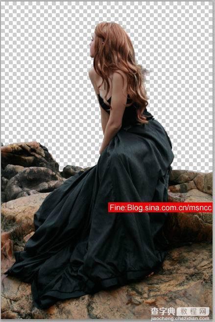 photoshop合成制作出坐在海边岩石上眺望远方沉思的美女图片2