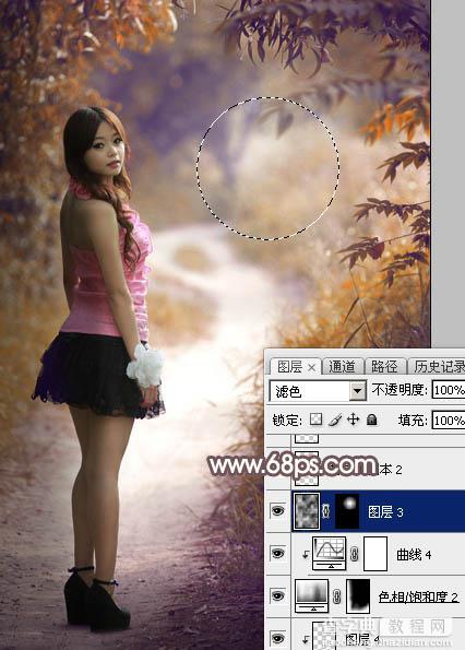 Photoshop将树林人物图片打造出唯美的秋季红褐色40