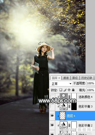 Photoshop将树林人物图片调制出梦幻的秋季黄褐色35