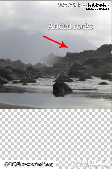 Photoshop合成制作梦幻的海边在坐岩石上的美女图片教程3