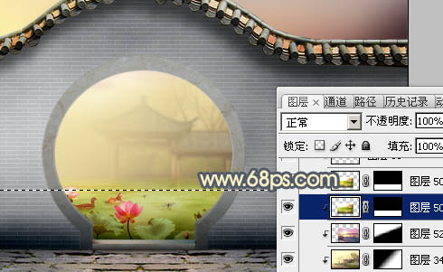 Photoshop合成唯美的江南古典园林拱门美景教程36