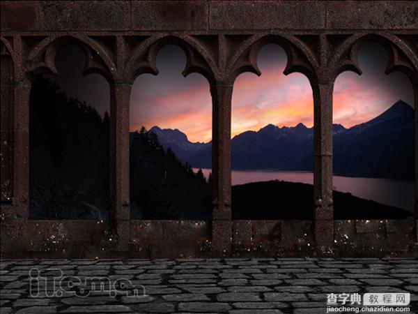 Photoshop下合成城堡外的日落景色14