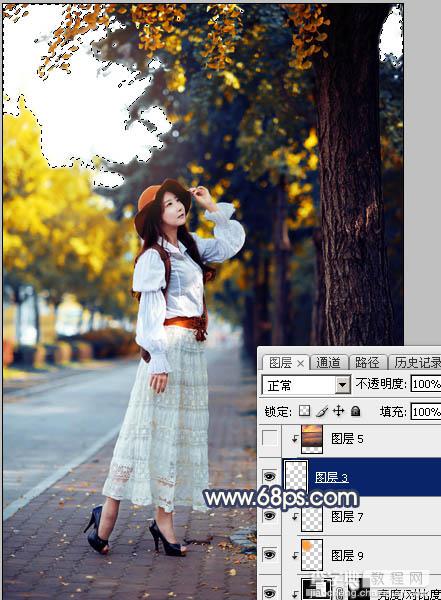 Photoshop为绿树下的人物调制出灿烂的霞光效果25