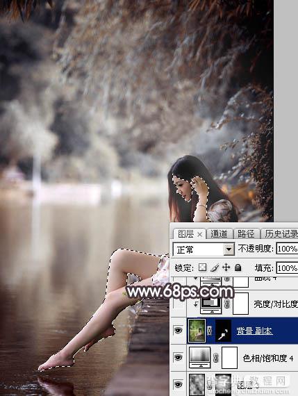 Photoshop将湖景人物图片打造出唯美的暗褐色秋季26