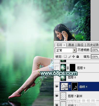 Photoshop调制出清新甜美的青绿色湖边人物图片43