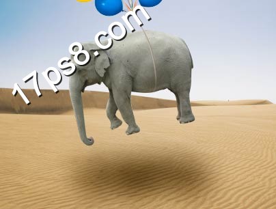 photoshop合成制作使用彩色气球空运大象场景7