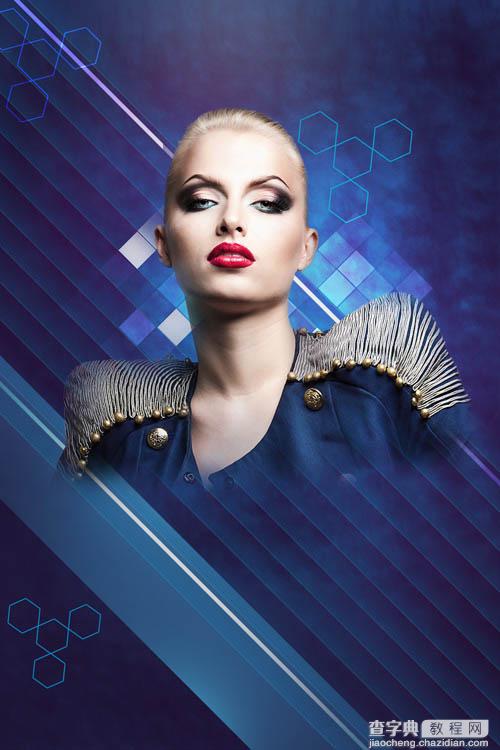 Photoshop设计打造绚丽的蓝色潮装人物海报68