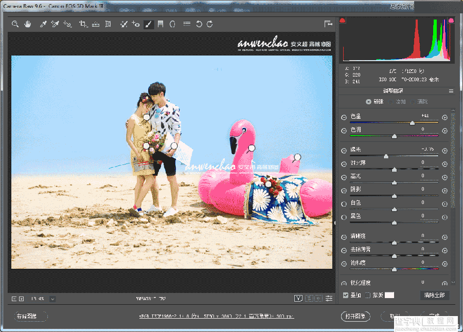 Photoshop调出清新通透的海边外景婚片16