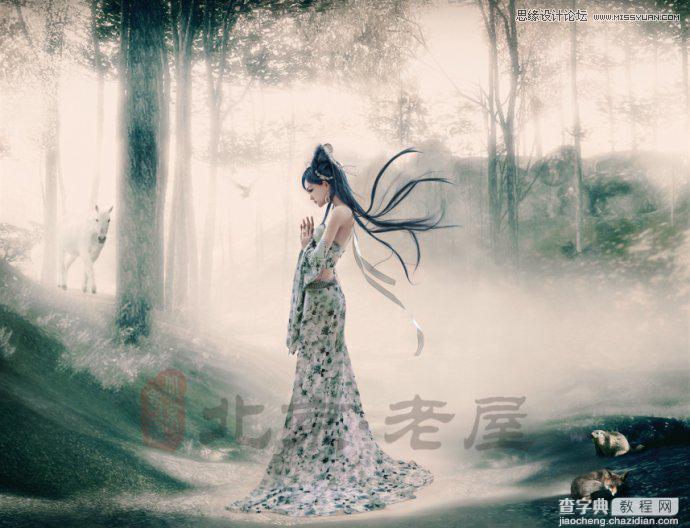 Photoshop合成在丛林中漫步的美丽仙子梦幻唯美画面7