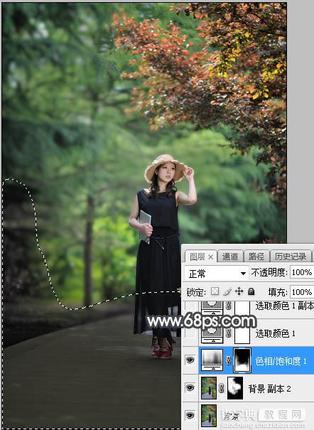 Photoshop将树林人物图片调制出梦幻的秋季黄褐色5