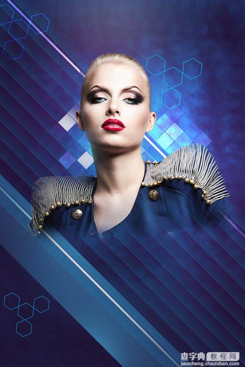 Photoshop设计打造绚丽的蓝色潮装人物海报60