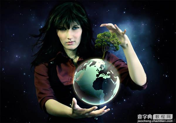 photoshop 合成玩转地球的女魔法师28