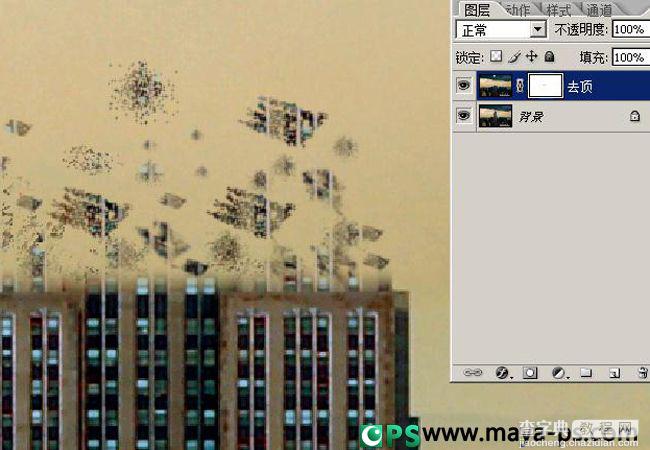 photoshop合成流星撞击摩天大楼爆炸的特效9
