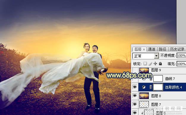 Photoshop调出大气的晨曦暖色外景婚片39