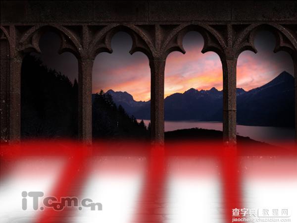 Photoshop下合成城堡外的日落景色21