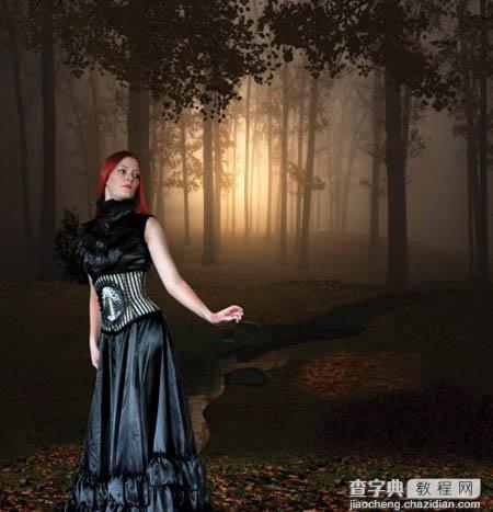 Photoshop 合成昏暗森林里的女巫13