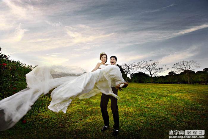 Photoshop调出大气的晨曦暖色外景婚片1