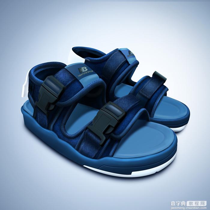 Photoshop设计制作一双深蓝色儿童沙滩凉鞋1