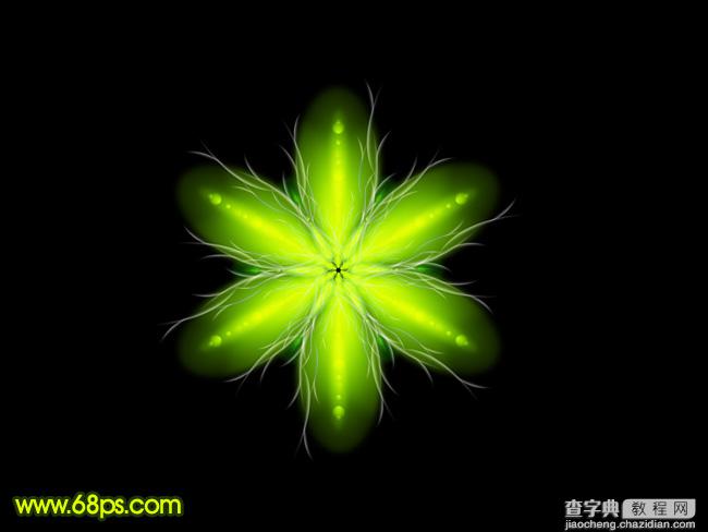 Photoshop制作出奇幻有层次感的绿色荧光花朵1