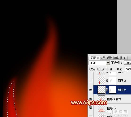 Photoshop设计制作出细长的燃烧的动感火苗5
