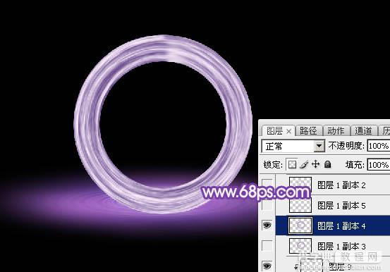 Photoshop设计制作梦幻的舞台上圆环形紫色星点光束25